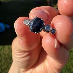 Platinum and natural sapphire & diamond ring size 6.25